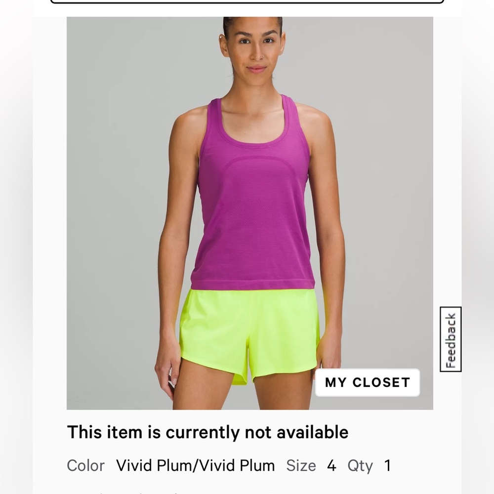 Lululemon swiftly tank vivid plum size 4